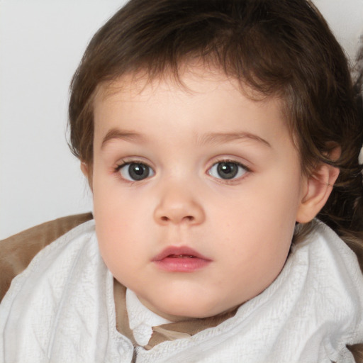 Neutral white child female with medium  brown hair and brown eyes