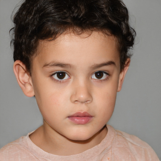 Neutral white child male with short  brown hair and brown eyes