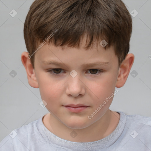 Neutral white child male with short  brown hair and brown eyes