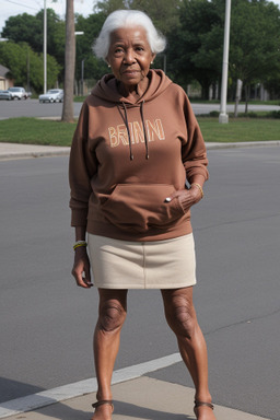 African elderly female with  brown hair