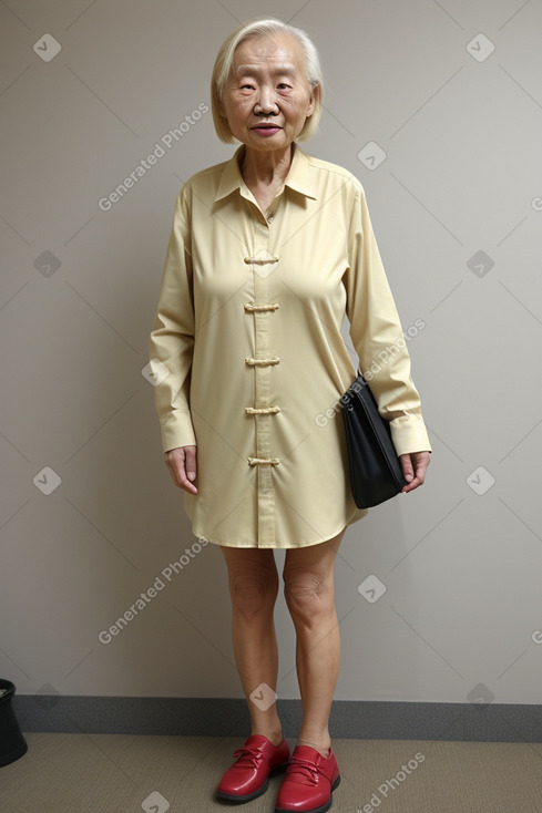 Chinese elderly female with  blonde hair