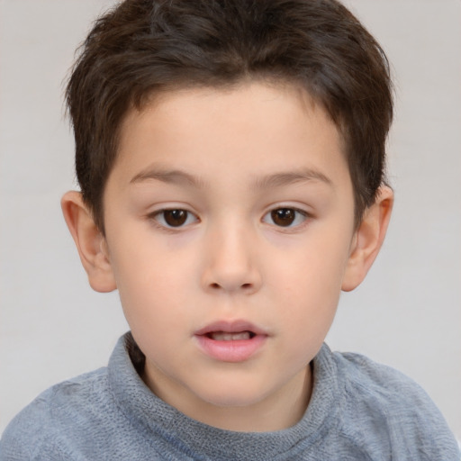 Neutral white child male with short  brown hair and brown eyes