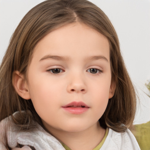 Neutral white child female with medium  brown hair and brown eyes