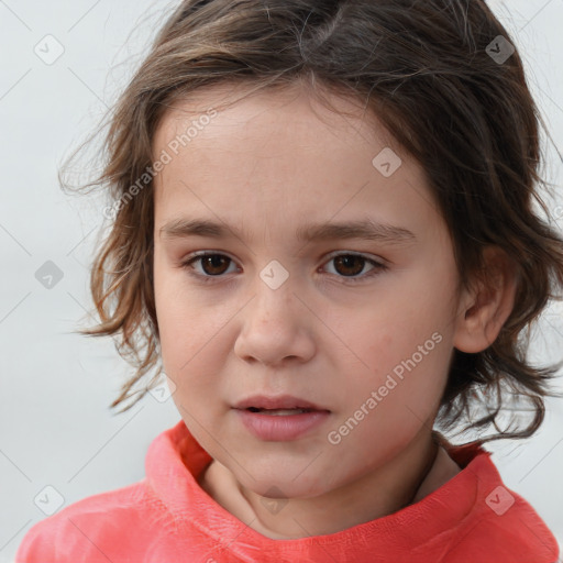 Neutral white child female with medium  brown hair and brown eyes