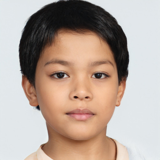 Neutral asian child female with short  brown hair and brown eyes