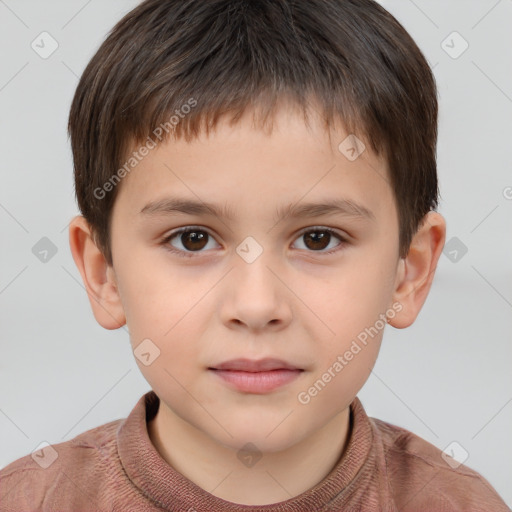 Neutral white child male with short  brown hair and brown eyes