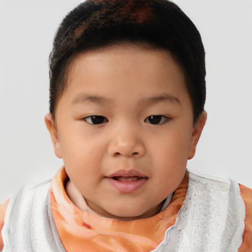 Neutral asian child female with short  brown hair and brown eyes