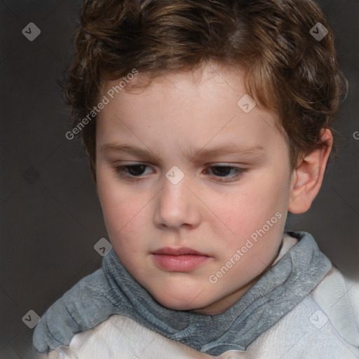 Neutral white child male with short  brown hair and brown eyes