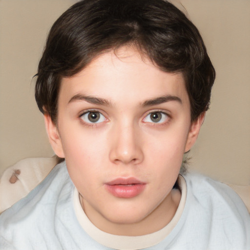 Neutral white child female with medium  brown hair and brown eyes