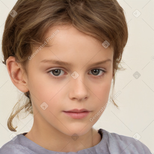 Neutral white child female with medium  brown hair and brown eyes