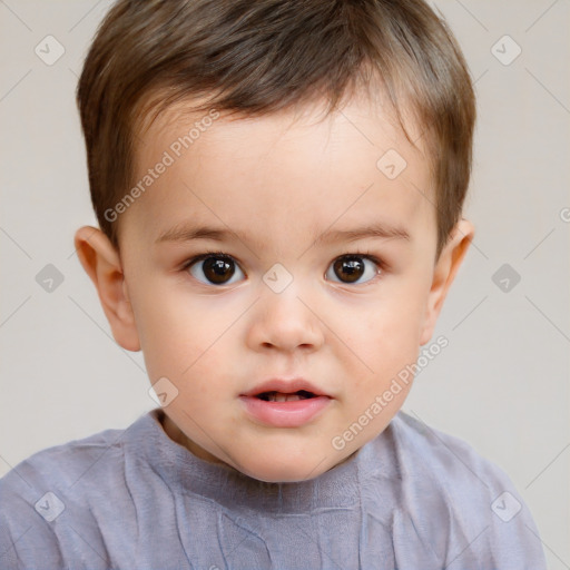 Neutral white child male with short  brown hair and brown eyes