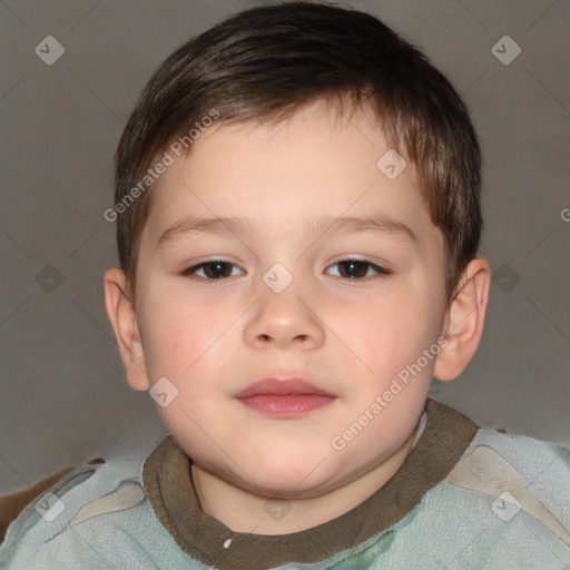 Neutral white child male with short  brown hair and brown eyes