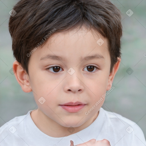 Neutral white child male with short  brown hair and brown eyes