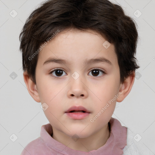 Neutral white child male with short  brown hair and brown eyes