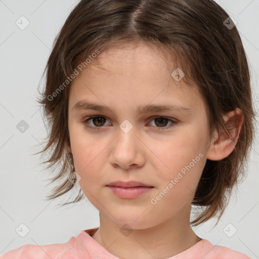 Neutral white child female with medium  brown hair and brown eyes