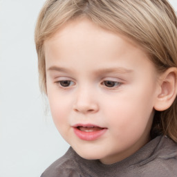 Left-facing Child Brown Hair Medium Hair Joy Female with Grey Eyes images |  