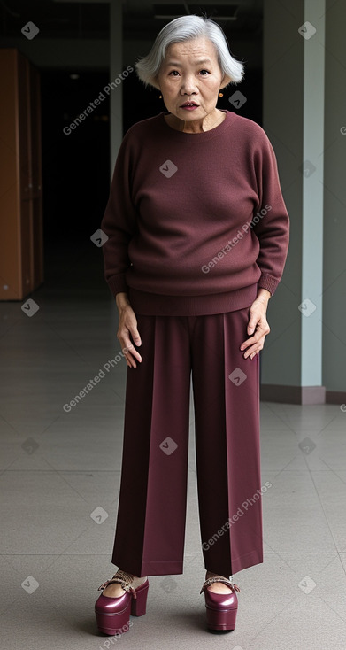 Singaporean elderly female with  brown hair