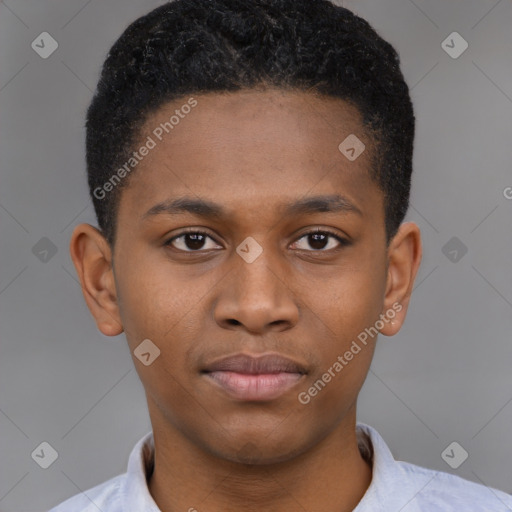 Neutral latino young-adult male with short  brown hair and brown eyes