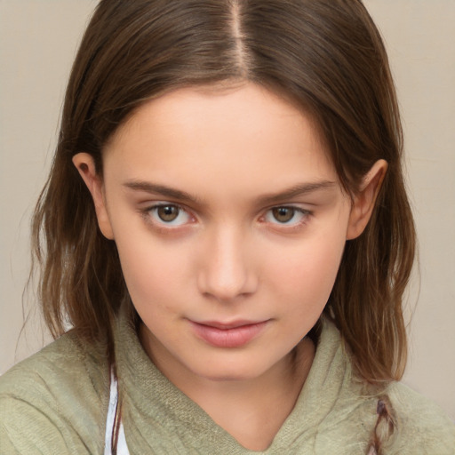 Neutral white child female with medium  brown hair and brown eyes