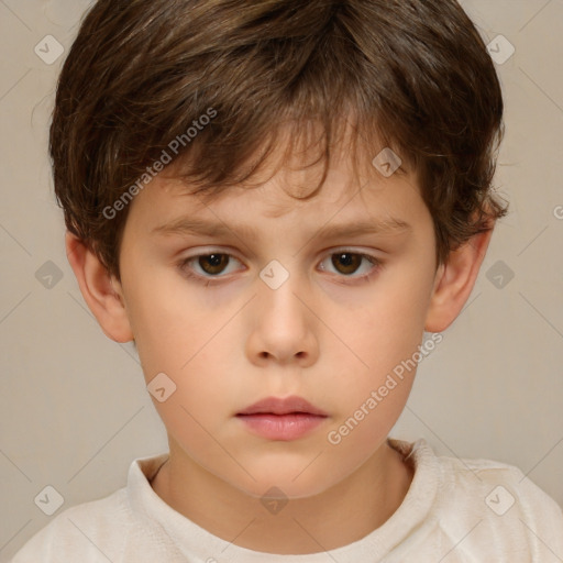 Neutral white child male with short  brown hair and brown eyes