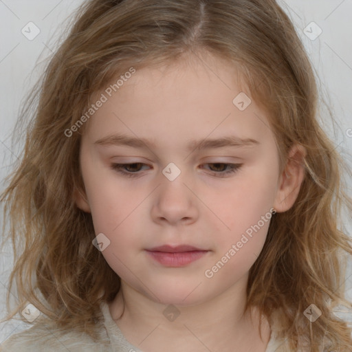 Neutral white child female with medium  brown hair and brown eyes