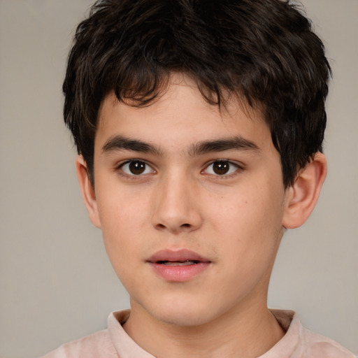 Neutral white child male with short  brown hair and brown eyes