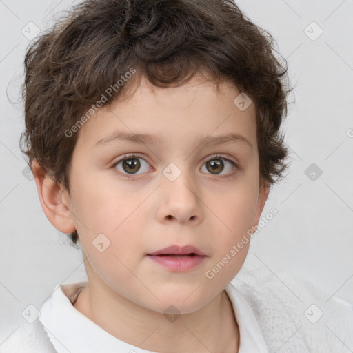 Neutral white child male with short  brown hair and brown eyes