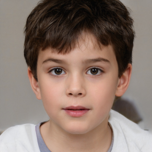 Neutral white child male with short  brown hair and brown eyes