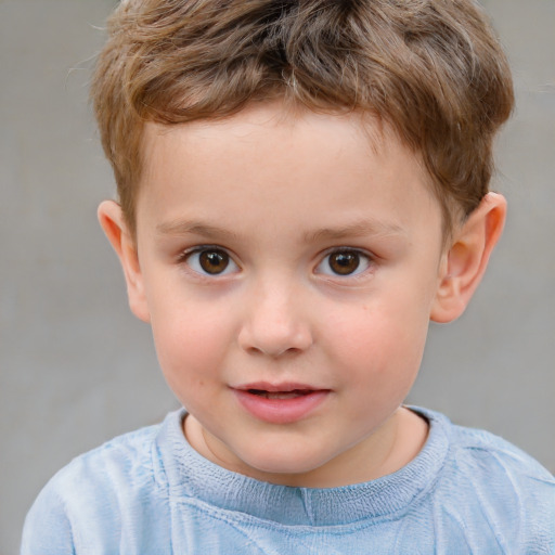 Neutral white child male with short  brown hair and brown eyes