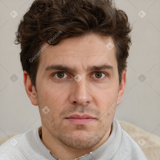 Neutral white adult male with short  brown hair and brown eyes