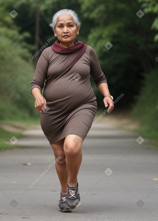 Nepalese elderly female with  brown hair