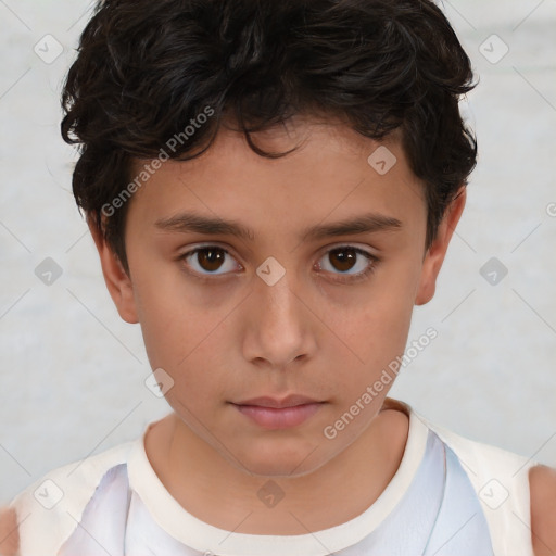 Neutral white child female with short  brown hair and brown eyes