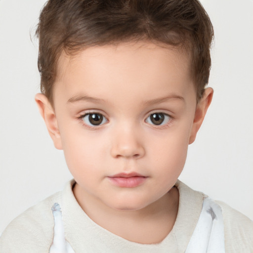 Neutral white child female with short  brown hair and brown eyes