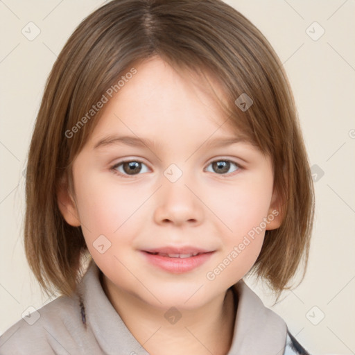 Neutral white child female with medium  brown hair and brown eyes