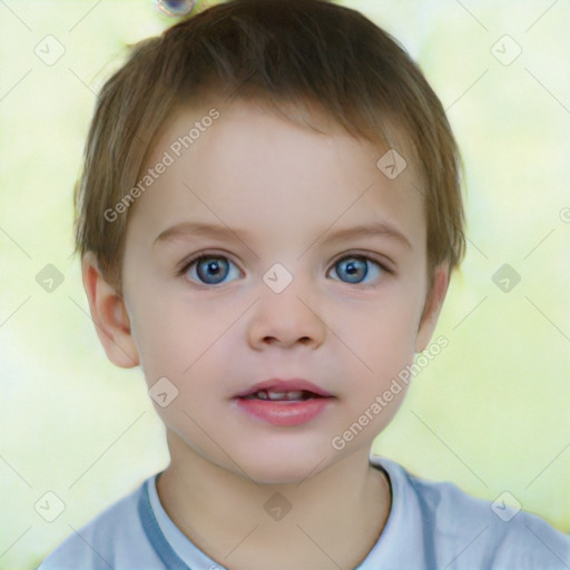 Neutral white child female with short  brown hair and brown eyes