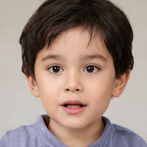 Neutral white child male with short  brown hair and brown eyes