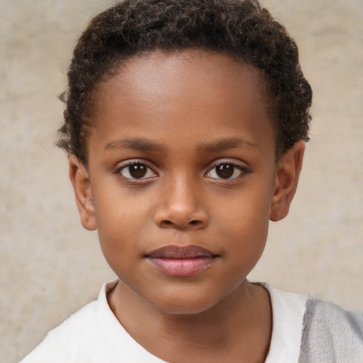 Neutral black child female with short  brown hair and brown eyes