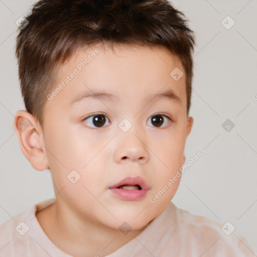 Neutral white child male with short  brown hair and brown eyes