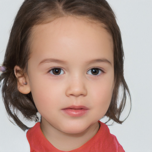 Neutral white child female with medium  brown hair and brown eyes