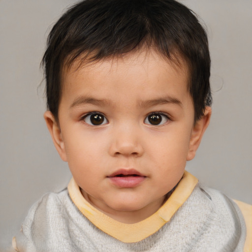 Neutral white child male with short  brown hair and brown eyes