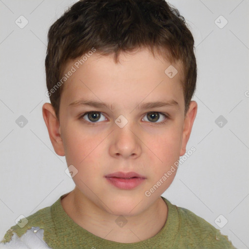 Neutral white child male with short  brown hair and brown eyes