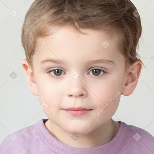 Neutral white child male with short  brown hair and brown eyes