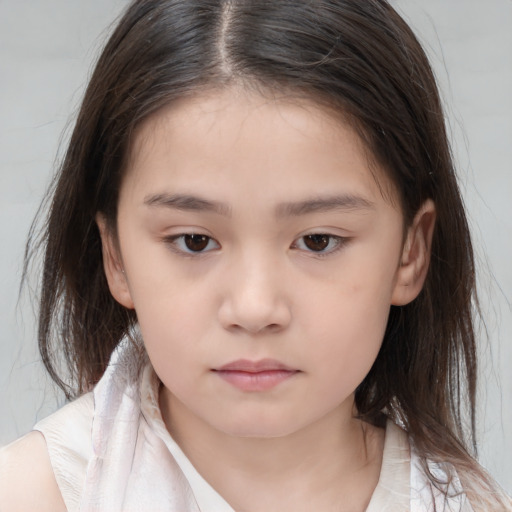 Neutral white child female with medium  brown hair and brown eyes