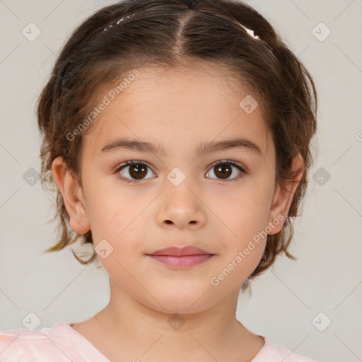 Neutral white child female with medium  brown hair and brown eyes