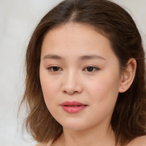 Neutral white child female with medium  brown hair and brown eyes