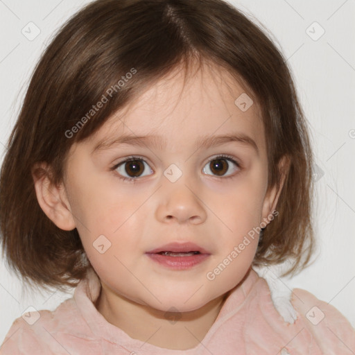 Neutral white child female with medium  brown hair and brown eyes