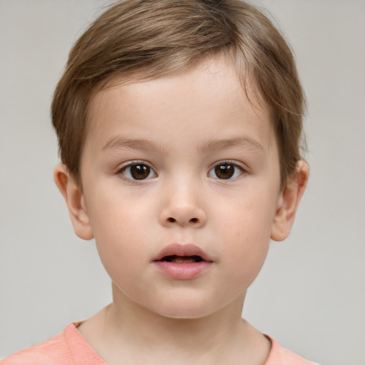 Neutral white child male with short  brown hair and brown eyes