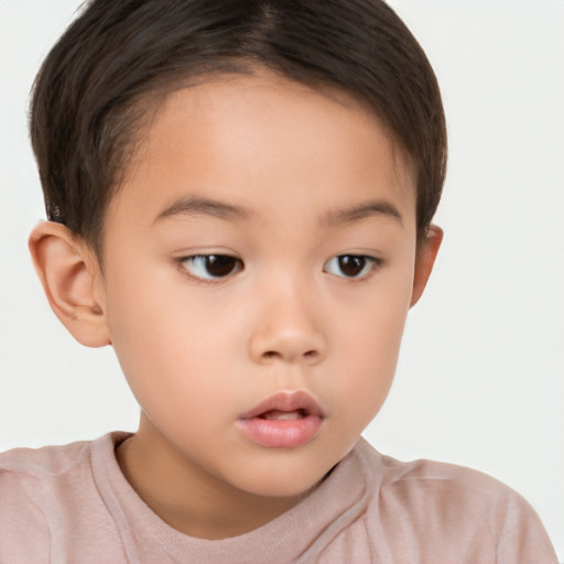 Neutral white child female with short  brown hair and brown eyes