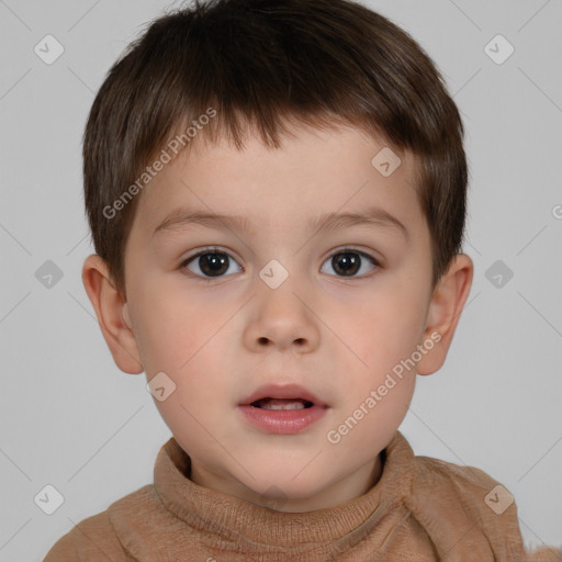 Neutral white child male with short  brown hair and brown eyes