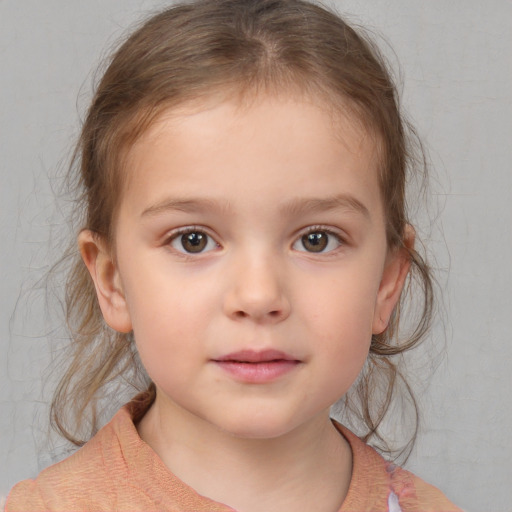 Neutral white child female with medium  brown hair and brown eyes